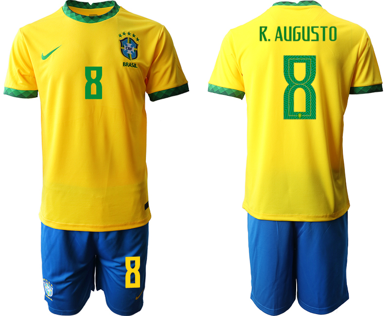 Men 2020-2021 Season National team Brazil home yellow #8 Soccer Jersey